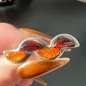 Silver and Amber wave ring